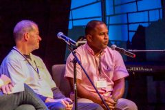 Marty Hogan and Ricardo Beltre during the panel discussion.